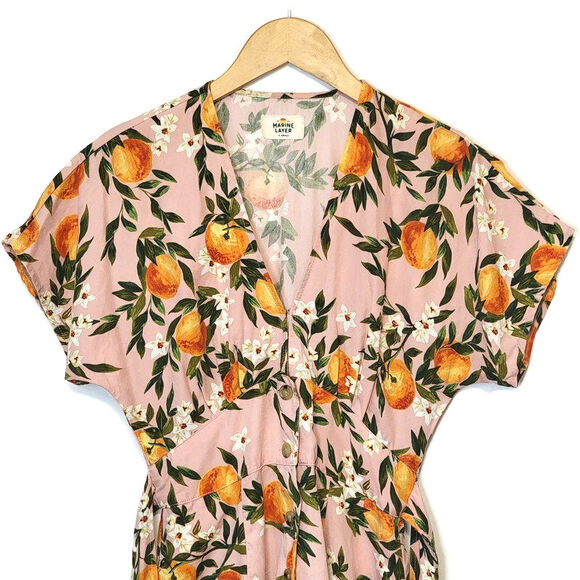 Marine Layer Camila Tropical Floral Orange Print Summer Pink Mini Dress Size XS - Picture 3 of 15